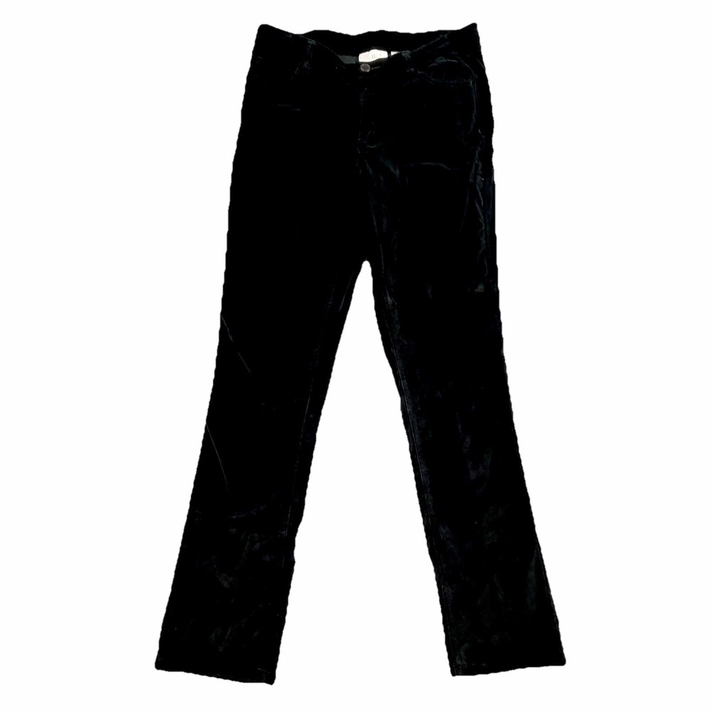 elle Kim Gravel Black Velvet Feel Pants Women's 8 Stretch Slim Leg